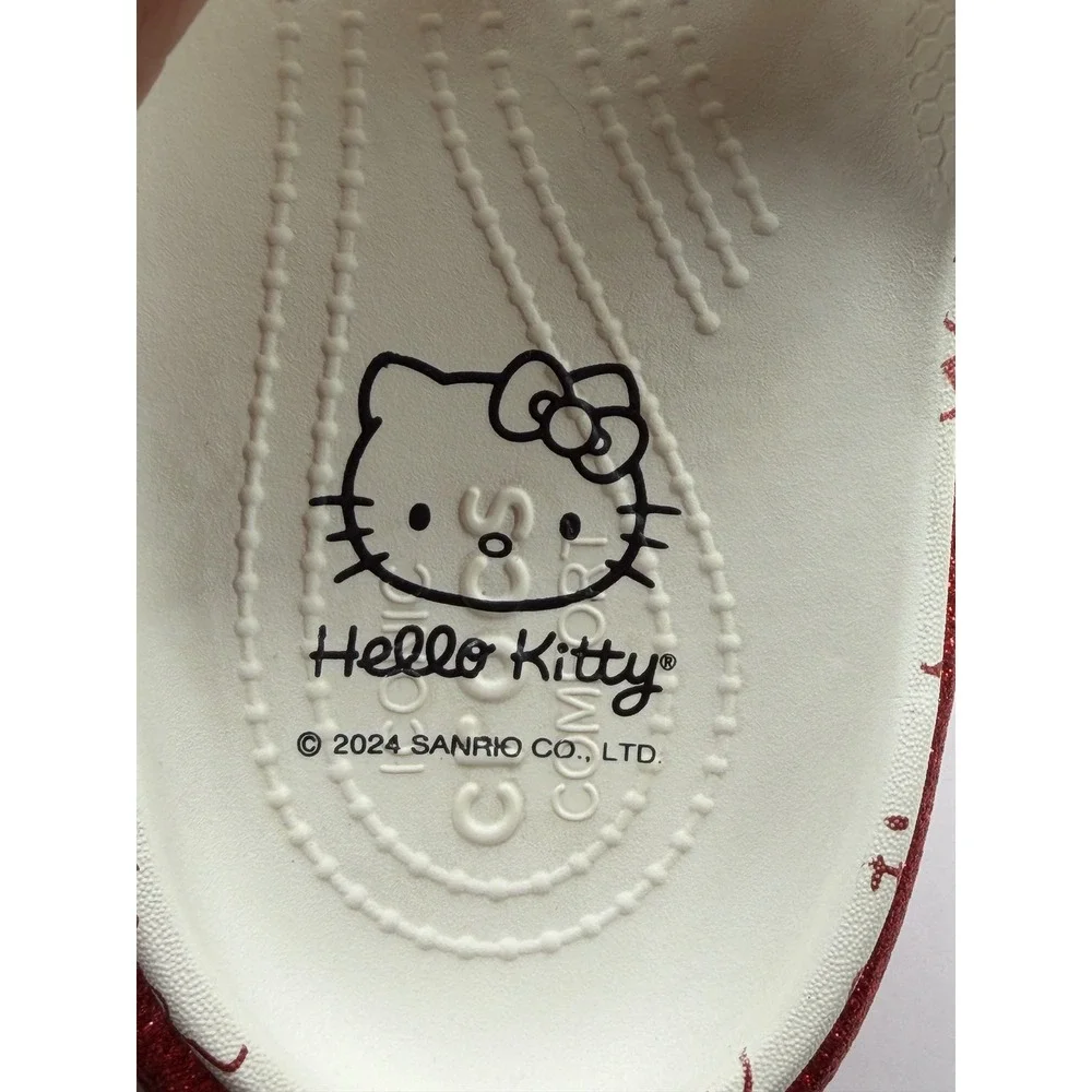 Crocs Stomp Slide Hello Kitty 50th Anniversary Red Glitter Platform Womens 11